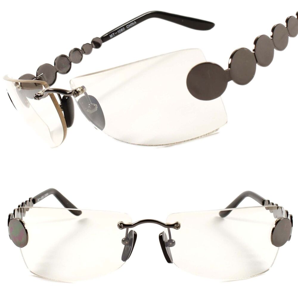 Mens Womens True Vintage 80s Funky Rectangle Light Tint Lens Gunmetal Sunglasses